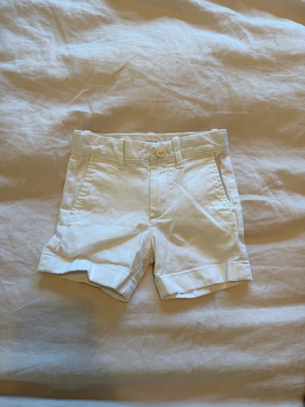 Crew cuts: Classic White Cotton Rolled-Hem Shorts 2T